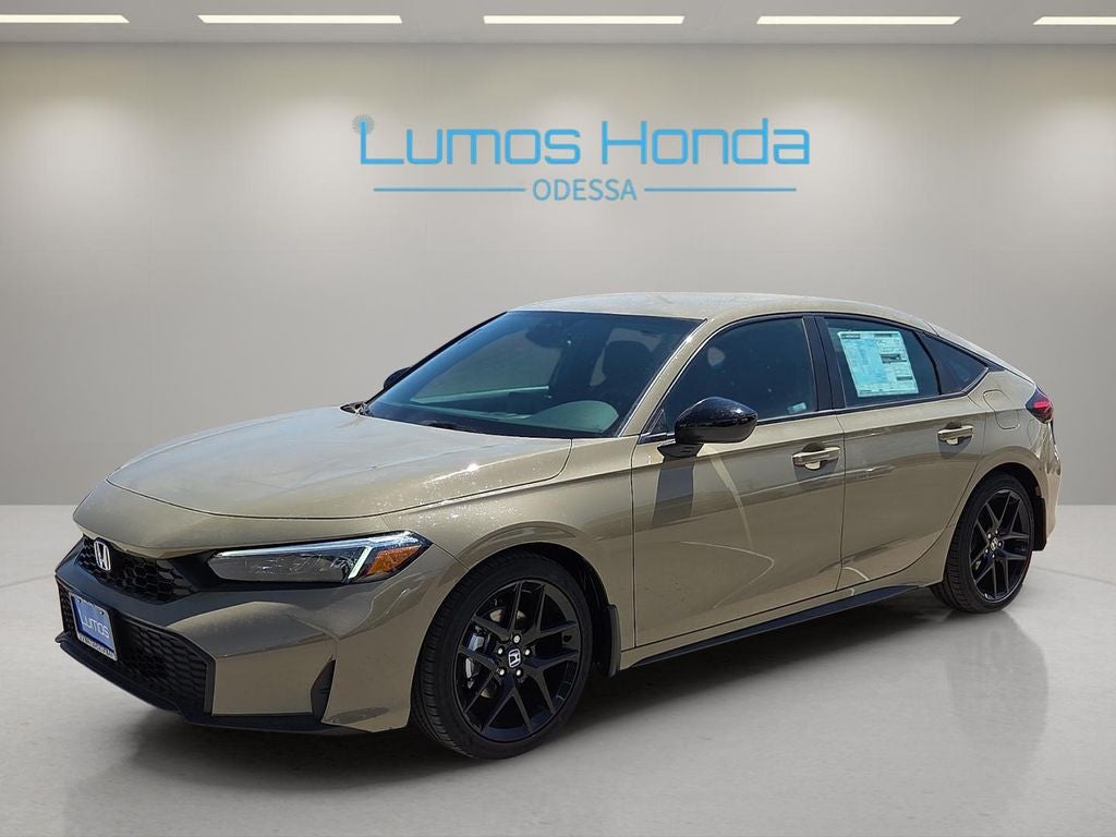 2026 Honda Civic Sport in Sand Dune Pearl — front three-quarter view