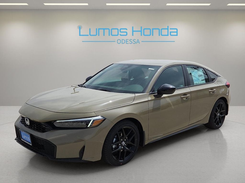 2026 Honda Civic Sport in Sand Dune Pearl — front three-quarter view
