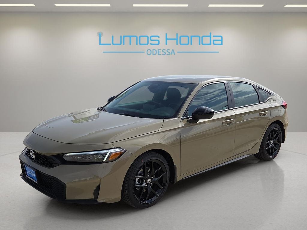 2026 Honda Civic Sport in Sand Dune Pearl — front three-quarter view