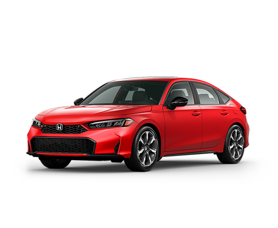2026 Honda Civic Hybrid Sport Touring in Rallye Red — front three-quarter view