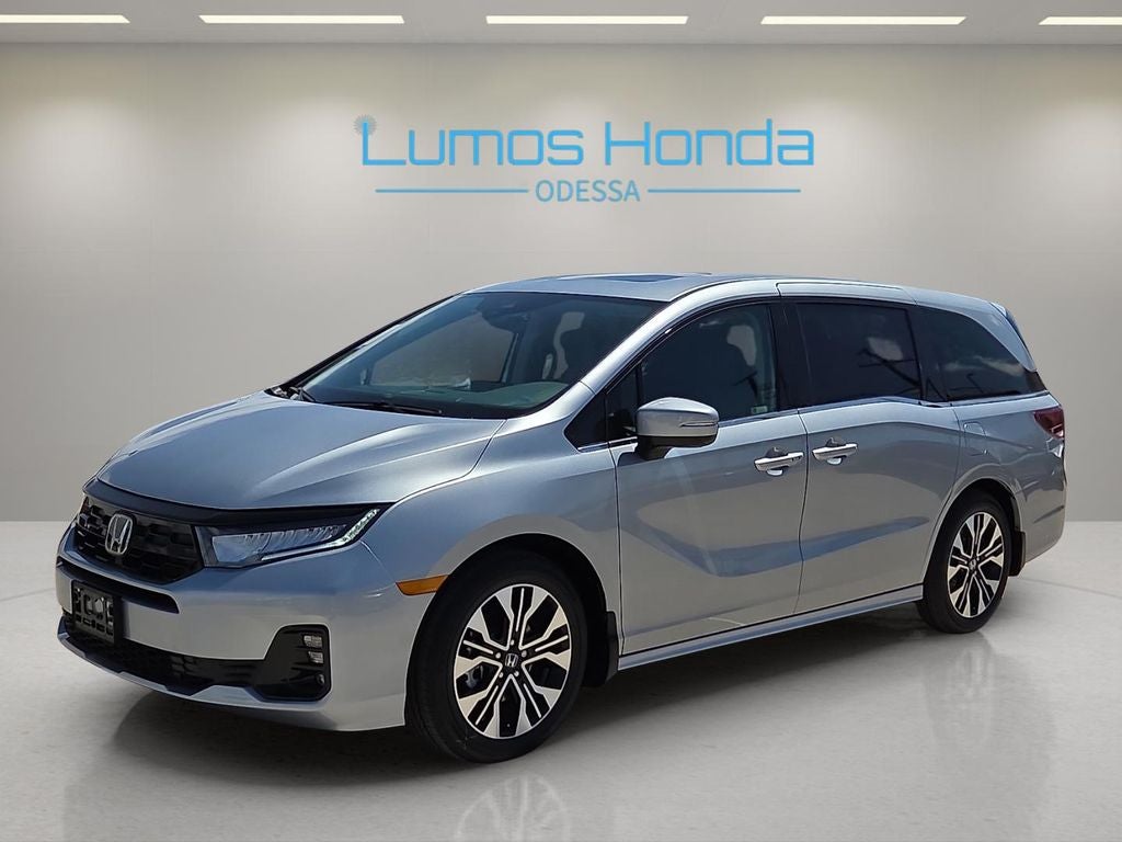 2026 Honda Odyssey Elite in Solar Silver Metallic — front three-quarter view