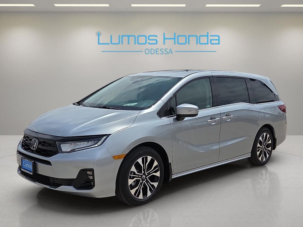 2026 Honda Odyssey Elite in Solar Silver Metallic — front three-quarter view
