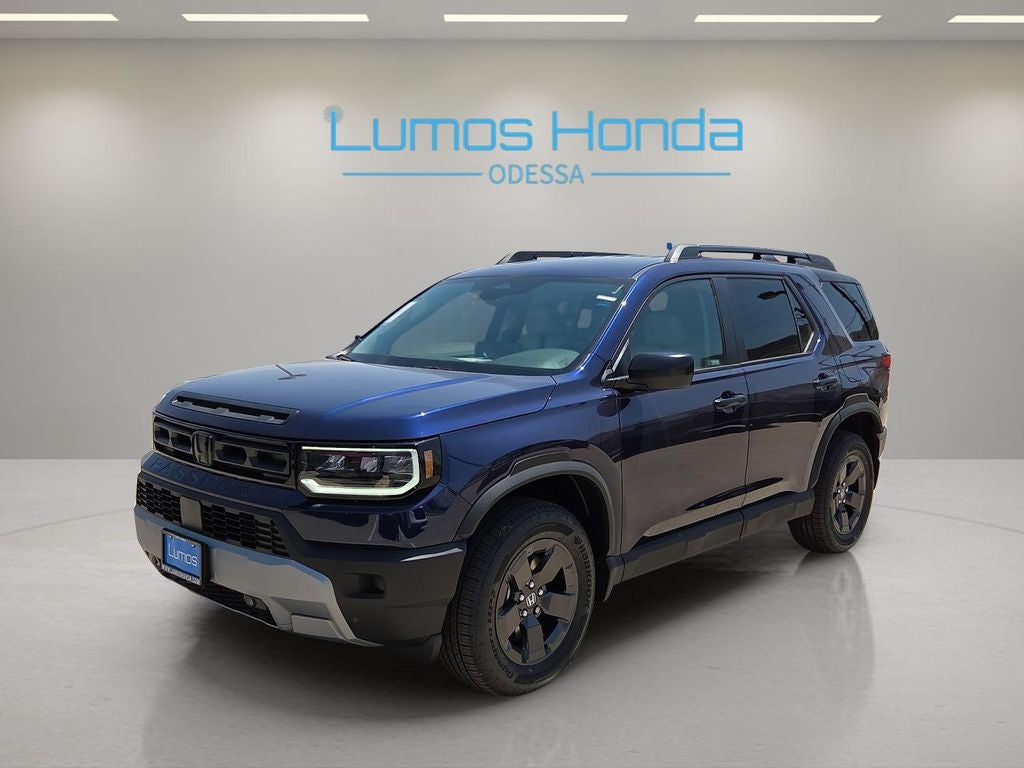 2026 Honda Passport RTL Towing in Obsidian Blue Pearl — front three-quarter view