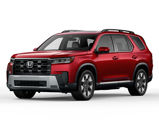 2026 Honda Pilot Elite in Radiant Red Metallic II — front three-quarter view