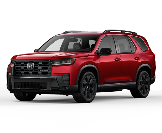 2026 Honda Pilot Black Edition in Radiant Red Metallic II — front three-quarter view