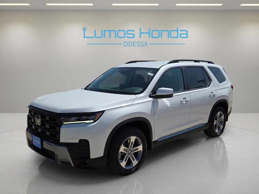 2026 Honda Pilot EX-L in Platinum White Pearl — front three-quarter view