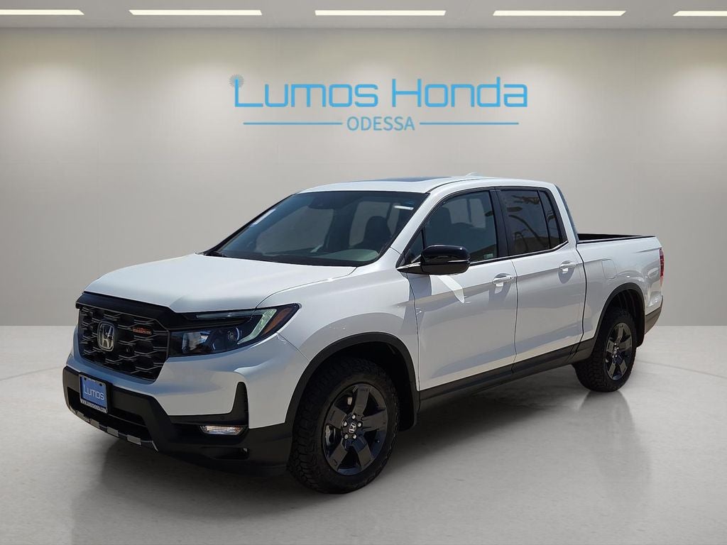 2026 Honda Ridgeline TrailSport in Platinum White Pearl — front three-quarter view